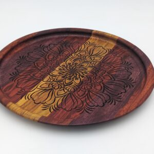 13.5" Round Serving Tray with Mandala Design - 1006